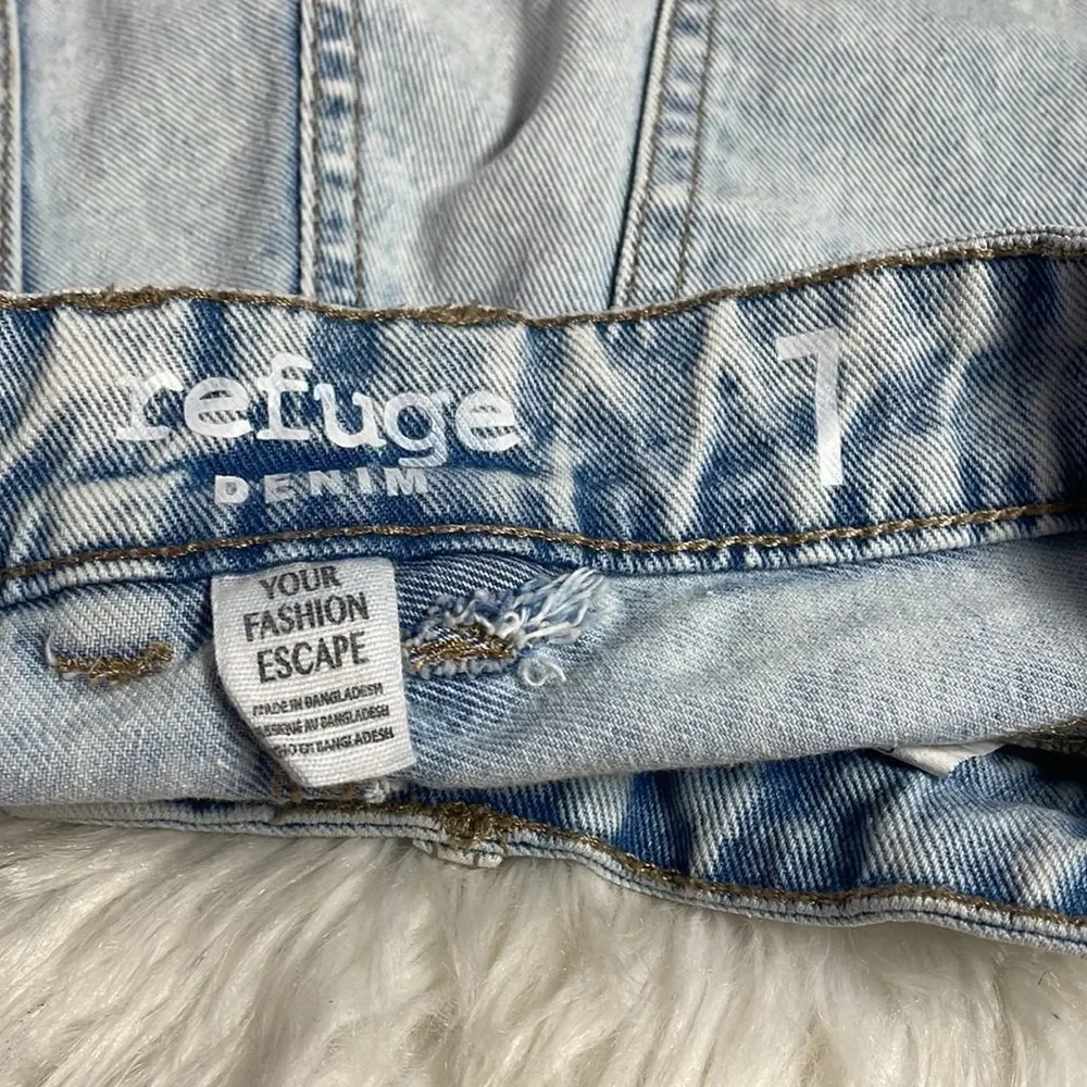 Refuge Y2K Cuffed Denim Shorts Size 7 Vintage Wash Retro Summer Aesthetic Pop
